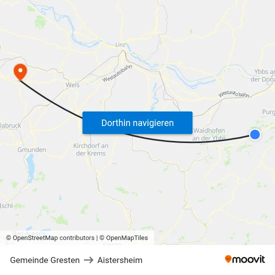 Gemeinde Gresten to Aistersheim map
