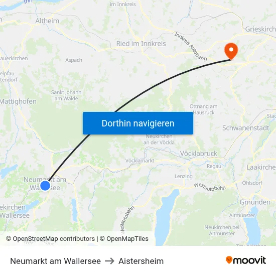 Neumarkt am Wallersee to Aistersheim map
