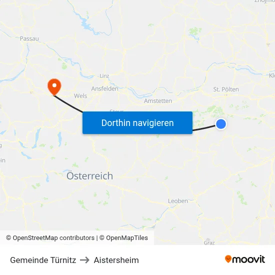 Gemeinde Türnitz to Aistersheim map