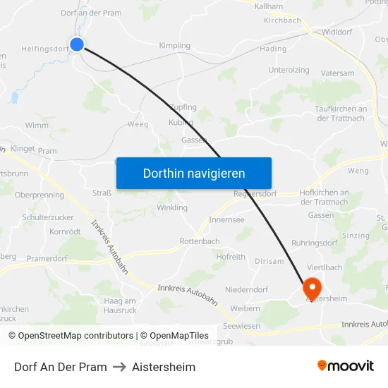 Dorf An Der Pram to Aistersheim map