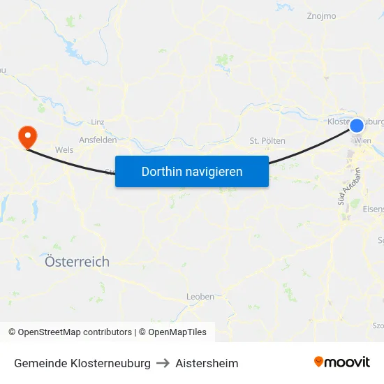 Gemeinde Klosterneuburg to Aistersheim map