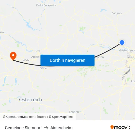 Gemeinde Sierndorf to Aistersheim map
