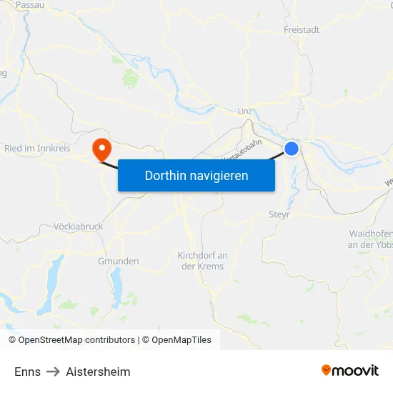 Enns to Aistersheim map