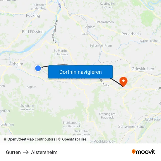 Gurten to Aistersheim map