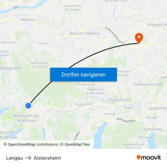Lengau to Aistersheim map