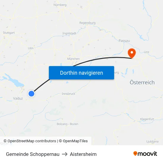 Gemeinde Schoppernau to Aistersheim map