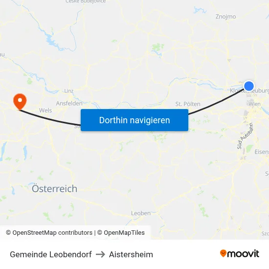 Gemeinde Leobendorf to Aistersheim map