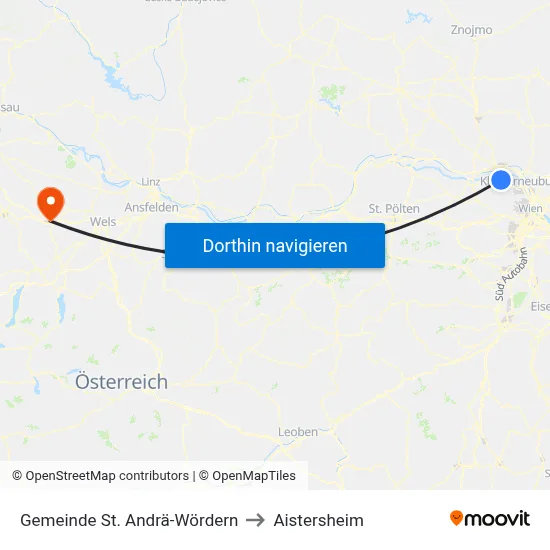 Gemeinde St. Andrä-Wördern to Aistersheim map