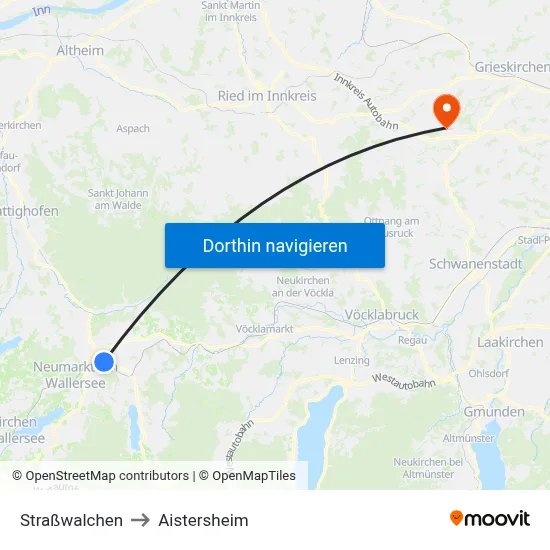 Straßwalchen to Aistersheim map