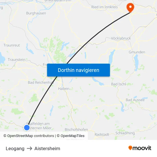 Leogang to Aistersheim map