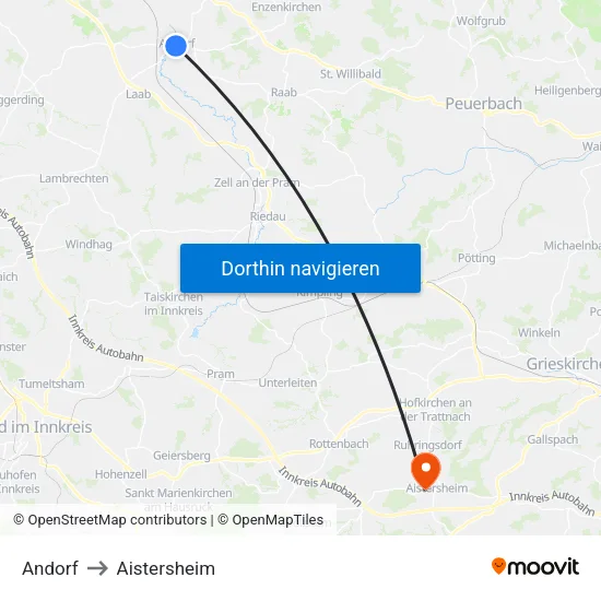 Andorf to Aistersheim map