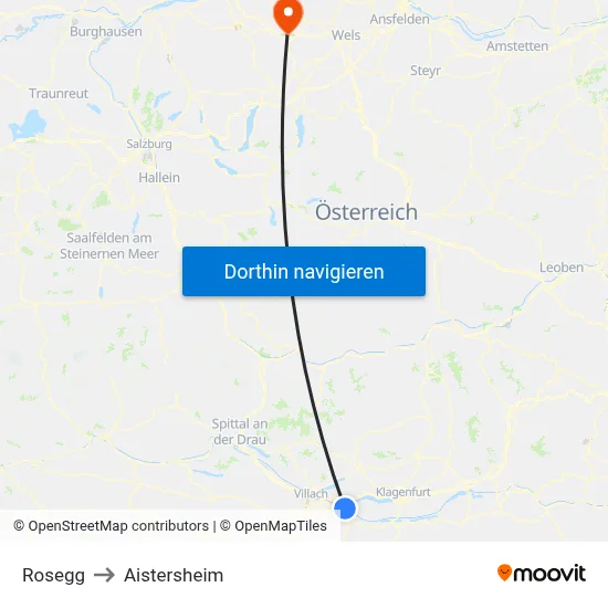 Rosegg to Aistersheim map