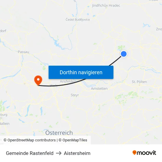 Gemeinde Rastenfeld to Aistersheim map