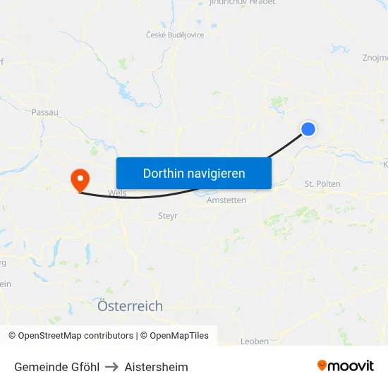 Gemeinde Gföhl to Aistersheim map
