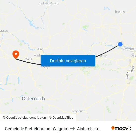 Gemeinde Stetteldorf am Wagram to Aistersheim map