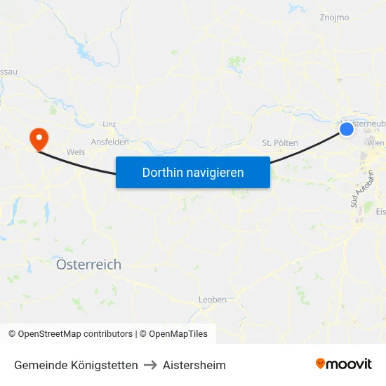 Gemeinde Königstetten to Aistersheim map