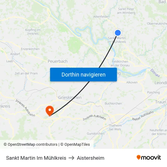 Sankt Martin Im Mühlkreis to Aistersheim map