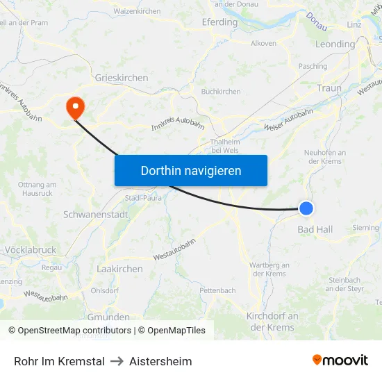 Rohr Im Kremstal to Aistersheim map