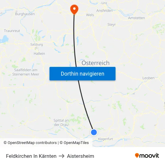 Feldkirchen In Kärnten to Aistersheim map