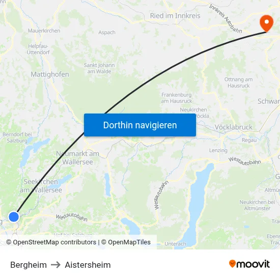 Bergheim to Aistersheim map