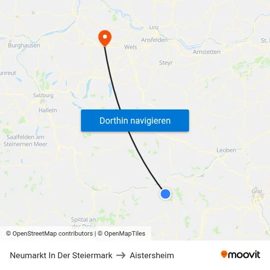 Neumarkt In Der Steiermark to Aistersheim map