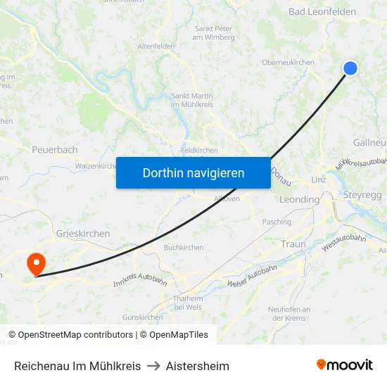 Reichenau Im Mühlkreis to Aistersheim map