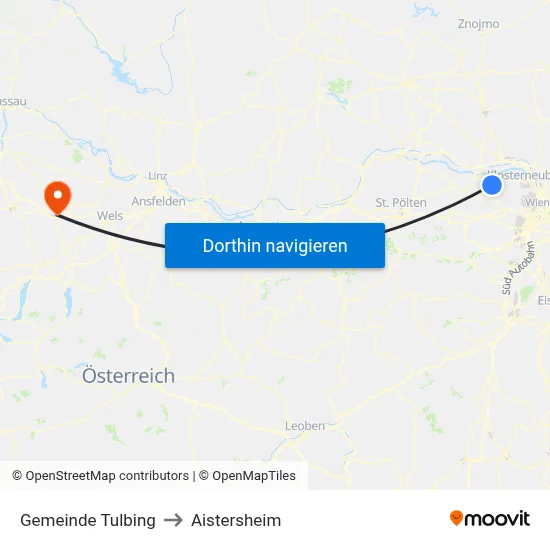 Gemeinde Tulbing to Aistersheim map
