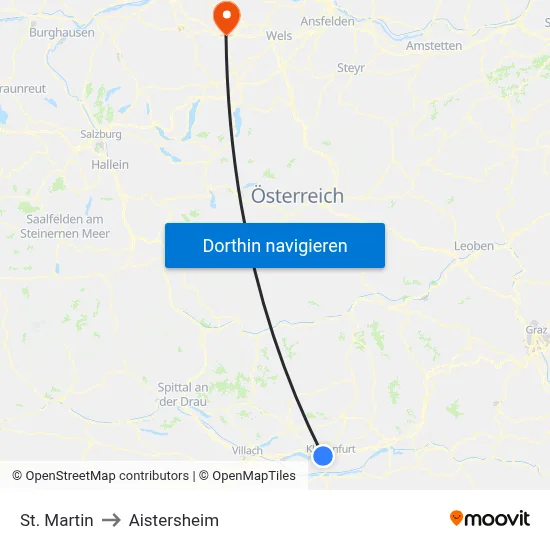 St. Martin to Aistersheim map