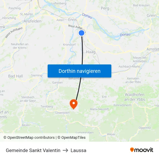 Gemeinde Sankt Valentin to Laussa map