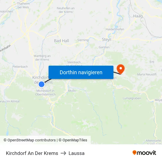 Kirchdorf An Der Krems to Laussa map