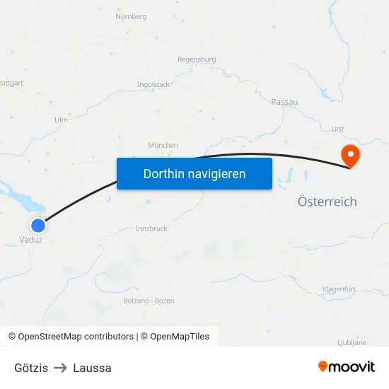 Götzis to Laussa map