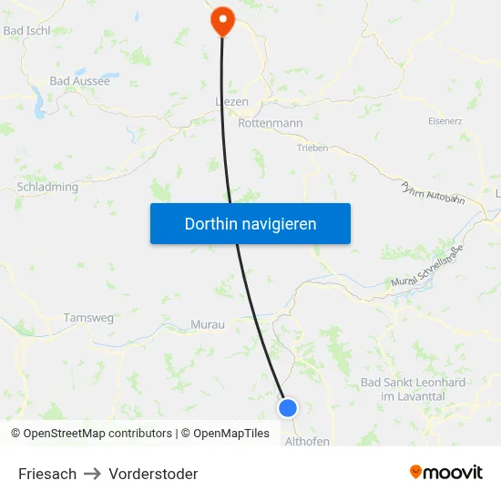 Friesach to Vorderstoder map