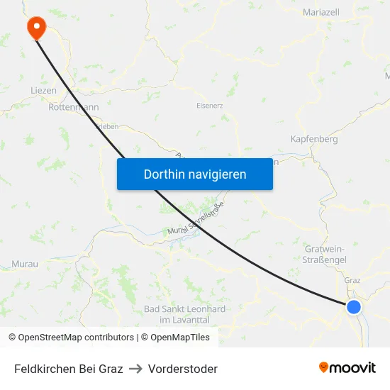 Feldkirchen Bei Graz to Vorderstoder map