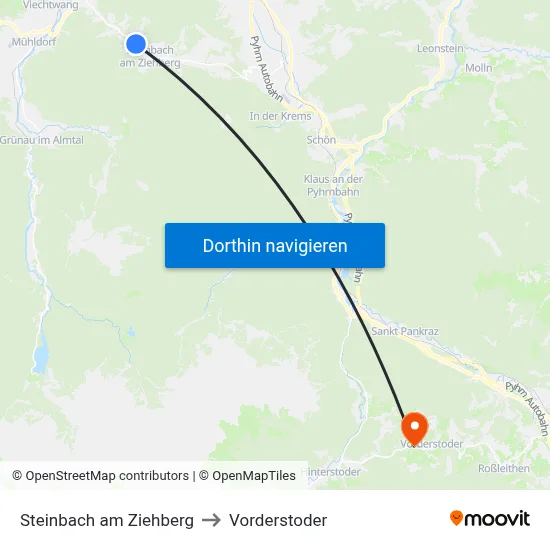 Steinbach am Ziehberg to Vorderstoder map