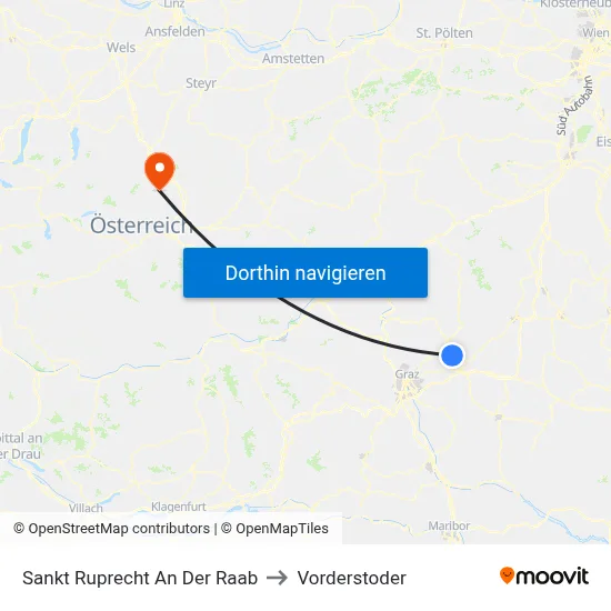Sankt Ruprecht An Der Raab to Vorderstoder map