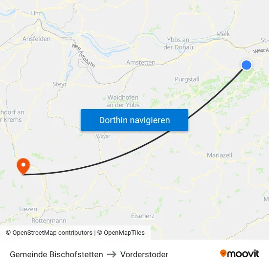Gemeinde Bischofstetten to Vorderstoder map