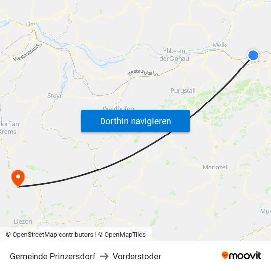 Gemeinde Prinzersdorf to Vorderstoder map