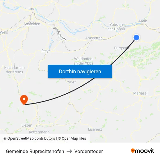Gemeinde Ruprechtshofen to Vorderstoder map
