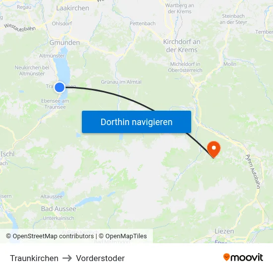 Traunkirchen to Vorderstoder map