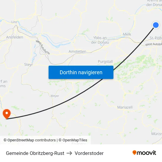 Gemeinde Obritzberg-Rust to Vorderstoder map