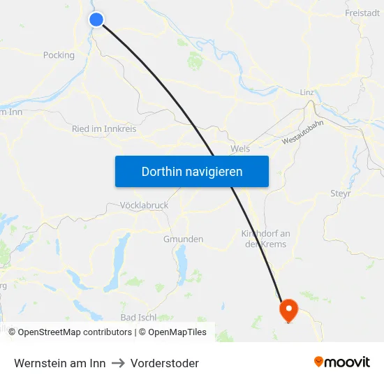 Wernstein am Inn to Vorderstoder map