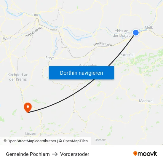 Gemeinde Pöchlarn to Vorderstoder map