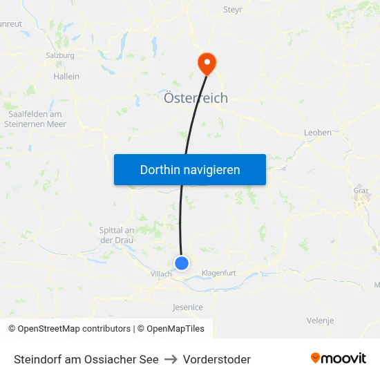 Steindorf am Ossiacher See to Vorderstoder map