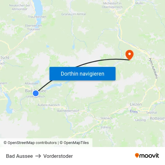 Bad Aussee to Vorderstoder map