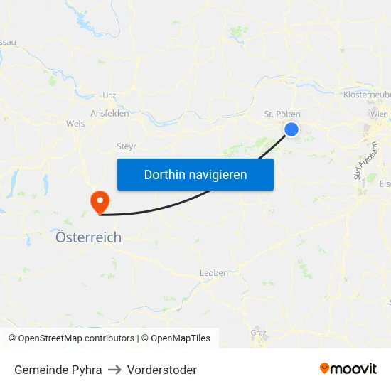Gemeinde Pyhra to Vorderstoder map