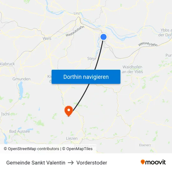 Gemeinde Sankt Valentin to Vorderstoder map
