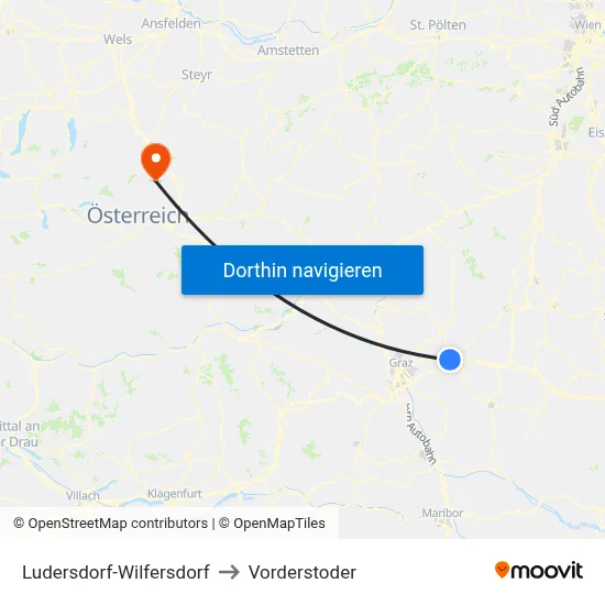 Ludersdorf-Wilfersdorf to Vorderstoder map