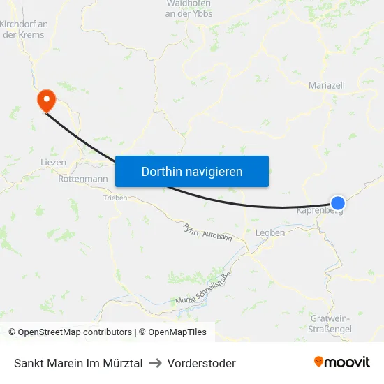 Sankt Marein Im Mürztal to Vorderstoder map