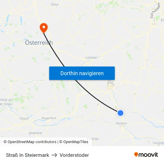 Straß In Steiermark to Vorderstoder map