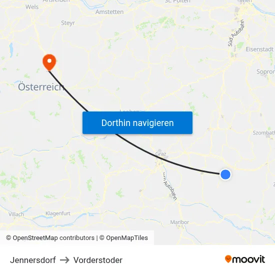 Jennersdorf to Vorderstoder map